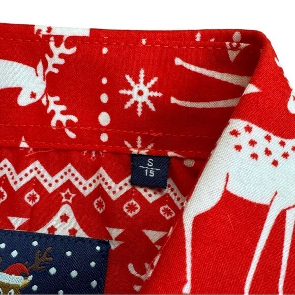 Simon Banks Christmas Holiday Reindeer Button Up Mens Long Sleeve Shirt SM NWOT - Picture 4 of 8
